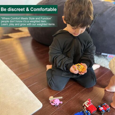 Flutterby Kids Weighted Zip-Up Hoodie Sweatshirt Black, Discreet Soothing Sensory & Calming Solution in Saudi Arabia