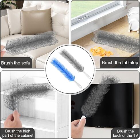 2 Pcs Fan Cleaner Brushes, Bendable Fan Cleaning Brush Cobweb Duster Set Microfiber Head Washable Brush for Ceiling Fan Air Vents Curtains Cars Box Fan(Grey) in Kuwait