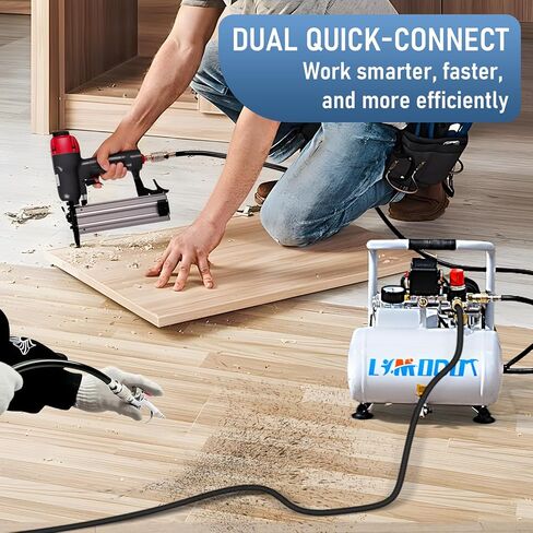 Air Compressor, Ultra Quiet Air Compressor, Only 68dB, 6 Gallon Durable Steel Air Tank, 4.2CFM @ 90PSI, Oil-Free, Ideal For Shop, Garage, Car, Pneumatic Tool, 1.7 HP in Kuwait