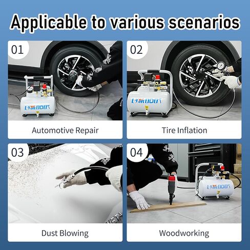 Air Compressor, Ultra Quiet Air Compressor, Only 68dB, 6 Gallon Durable Steel Air Tank, 4.2CFM @ 90PSI, Oil-Free, Ideal For Shop, Garage, Car, Pneumatic Tool, 1.7 HP in Kuwait