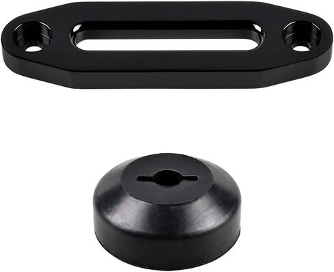 Astra Depot Anodized Black 6" x 2" Hawse Fairlead Aluminum 3500-5500lbs and Black Rubber Winch Rope Stopper for Off-Road ATV UTV Truck 4x4 Synthetic Winch Rope in Saudi Arabia