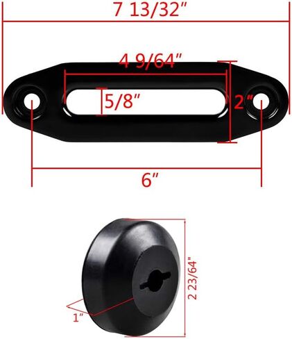 Astra Depot Anodized Black 6" x 2" Hawse Fairlead Aluminum 3500-5500lbs and Black Rubber Winch Rope Stopper for Off-Road ATV UTV Truck 4x4 Synthetic Winch Rope in Saudi Arabia
