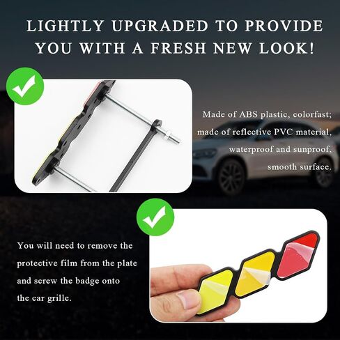 Front Grille Badge, Classic Retro Tri-Color Stripe Automotive Mesh Grille Label Emblem, Decorative Decal Badge Compatible with Tacoma 4Runner, Decoration Car Accessories (D) in Saudi Arabia