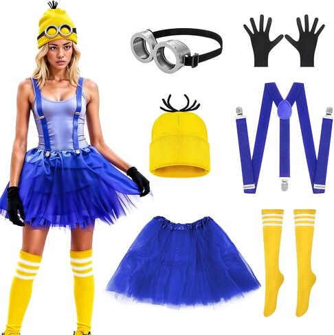 6 Pcs Yellow Halloween Costume for Adult Women - Halloween Costumes Accesories Accessories Set Yellow Cosplay in Saudi Arabia
