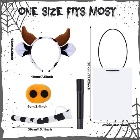 7 Pcs Fast Food Cow Costume Accessories Include Headband Nose Tail Headband Red Sun Hat Marker Pen with Blank Tag for Adults Halloween Cosplay in Saudi Arabia