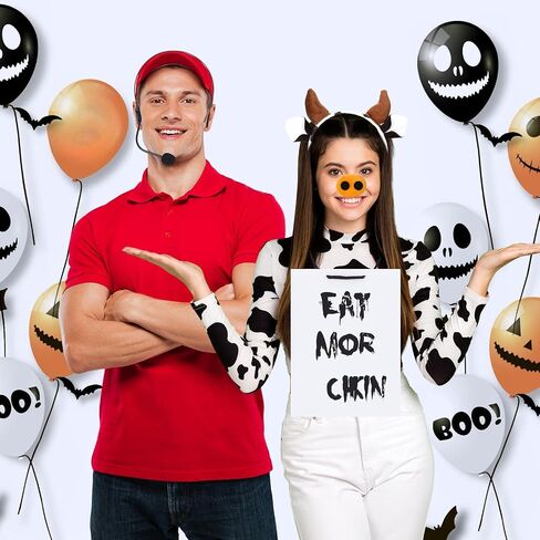 7 Pcs Fast Food Cow Costume Accessories Include Headband Nose Tail Headband Red Sun Hat Marker Pen with Blank Tag for Adults Halloween Cosplay in Saudi Arabia
