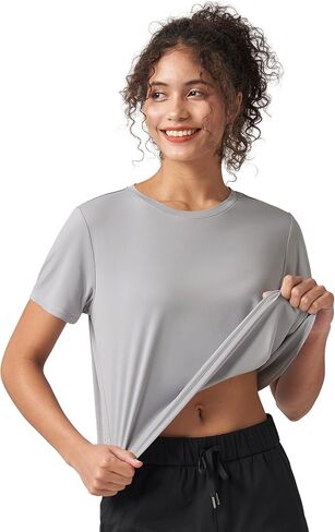 Women's Quick Dry Workout Tops Cropped Split Back Shirts with Reflective Lightweight Gym Wear in Saudi Arabia