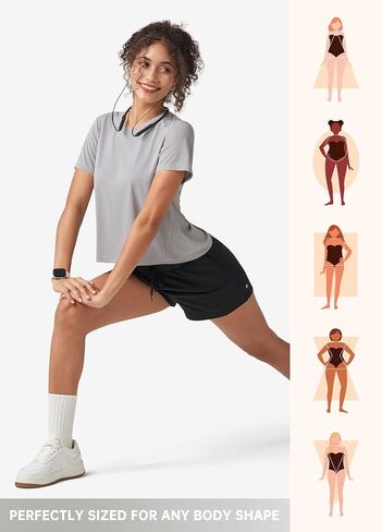 Women's Quick Dry Workout Tops Cropped Split Back Shirts with Reflective Lightweight Gym Wear in Saudi Arabia