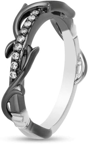 0.40 Ct Round Cut White Diamonds Enchanted Disney Maleficent Wedding Band Ring in 925 Sterling Silver Two Tone Gold Finish in Saudi Arabia