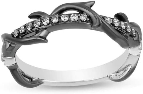 0.40 Ct Round Cut White Diamonds Enchanted Disney Maleficent Wedding Band Ring in 925 Sterling Silver Two Tone Gold Finish in Saudi Arabia