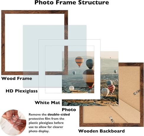 إطار صورة مقاس 9 × 9 مع حصيرة، عرض 7 × 7 مع حصيرة أو 9 × 9 بدون حصيرة، إطارات صور خشبية مربعة 9 × 9 للتعليق على الحائط أو سطح الطاولة، عبوة واحدة، أسود in Saudi Arabia