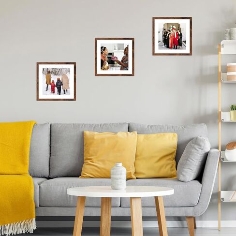إطار صورة مقاس 9 × 9 مع حصيرة، عرض 7 × 7 مع حصيرة أو 9 × 9 بدون حصيرة، إطارات صور خشبية مربعة 9 × 9 للتعليق على الحائط أو سطح الطاولة، عبوة واحدة، أسود in Saudi Arabia