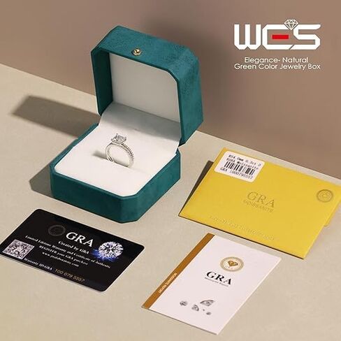 WES (إجمالي 2.336CTTW 2CT CENTER خواتم الزفاف مويسانيت للنساء الأميرة قطع مويسانيت الماس 925 الجنيه الفضي سيلفر مويسانيت خواتم للنساء الوعد لها مع شهادة in Kuwait