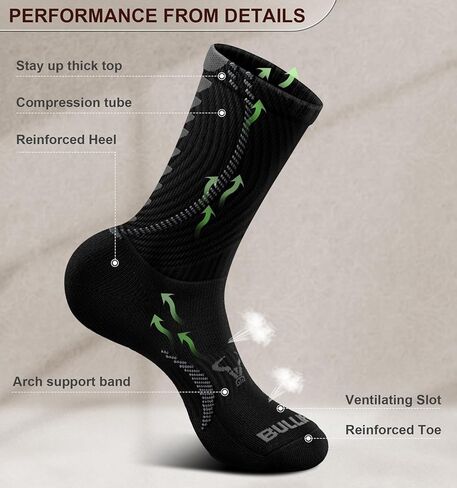 Men Socks,Athletic Compression Crew Socks Cushioned for Men Running Sports Hiking Fishing Arch Support in Saudi Arabia