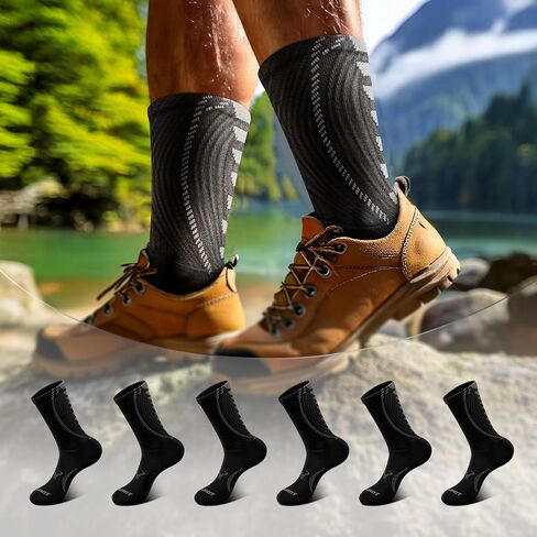 Men Socks,Athletic Compression Crew Socks Cushioned for Men Running Sports Hiking Fishing Arch Support in Saudi Arabia