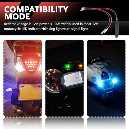 4 قطع إشارة الانعطاف LED للدراجات النارية، مقاومات الحمل العملية LED أجزاء إشارة الانعطاف لحل مشكلات إشارات الانعطاف للدراجات النارية، مصابيح LED 12 فولت 10 وات تتحول إلى مقاوم الإشارات in Kuwait