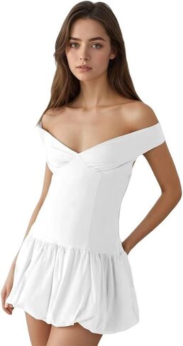 فساتين حفلات العودة للوطن من الساتان الفقاعي للمراهقين بدون أكتاف للحفلات المسائية، فساتين رسمية قصيرة على شكل حرف A in Kuwait