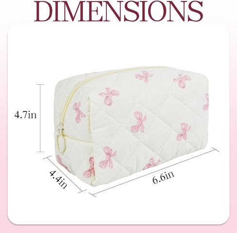 Quilted Makeup Pouch,Cotton Puffy Makeup Bag, Coquette Cosmetic Bag for Women and Girls, Aesthetic Organizer Bag, Cute Flower Travel Toiletry Bag in Saudi Arabia