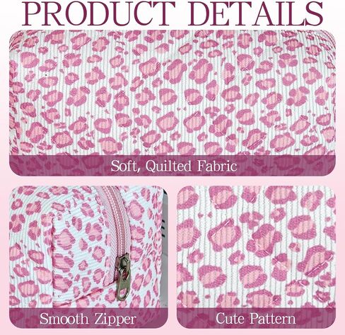 Quilted Makeup Pouch,Cotton Puffy Makeup Bag, Coquette Cosmetic Bag for Women and Girls, Aesthetic Organizer Bag, Cute Flower Travel Toiletry Bag in Saudi Arabia