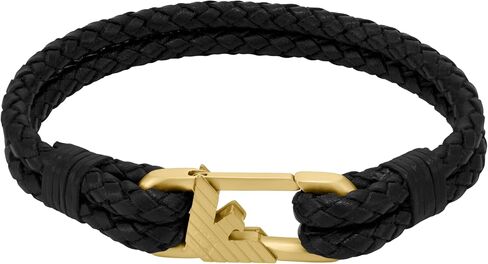 Emporio Armani Men's Black Leather ID Bracelet (Model: EGS3245710) in Saudi Arabia
