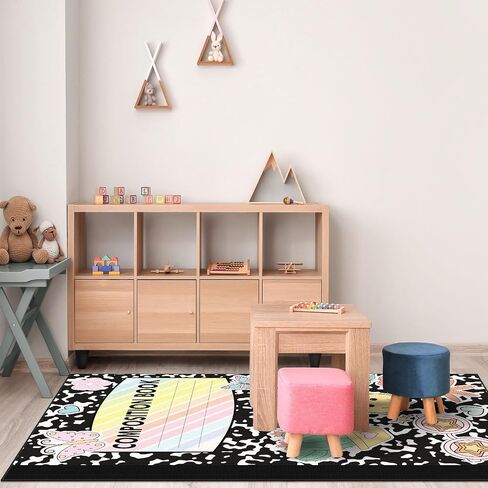 Large Composition Classroom Rug 7.5x12ft Marble and Boho Cover Educational Area Rug Non-Slip Black Composition Notebook Carpet Pastel Play Carpet for Nursery Playroom Teaching Reading Mat in Saudi Arabia