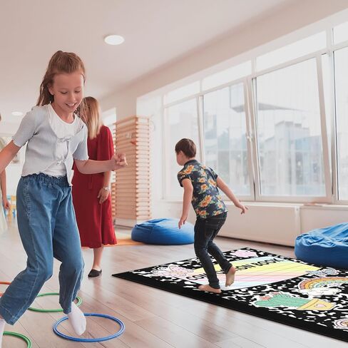 Large Composition Classroom Rug 7.5x12ft Marble and Boho Cover Educational Area Rug Non-Slip Black Composition Notebook Carpet Pastel Play Carpet for Nursery Playroom Teaching Reading Mat in Saudi Arabia