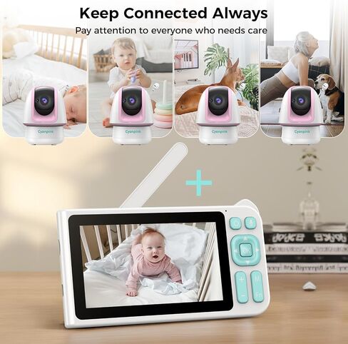 Video Baby Monitor, 2000ft Long Range, Enhanced Signal Stability, No WiFi, 5" HD Screen, 28-Hour 5000mAh, 1080p Camera, Super Clear Night Vision, 2-Way Audio, Cry | Motion Alarm, PTZ in Saudi Arabia
