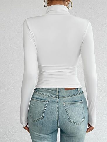 Women's Long Sleeve Shirts Fall Fashion 2025 Basic Tops Going Out Workout Lightweight Under Layer Pullover Shirt Outfits in Saudi Arabia
