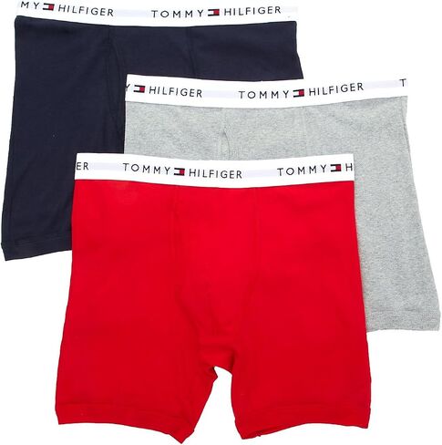 Tommy Hilfiger Cotton Classic Boxer Brief 3-Pack - 09TE001 (Navy/Red/Grey, XL) in Saudi Arabia