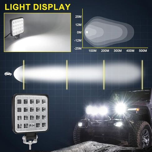 ANTOM 12v Led Flood Tractor Work Reserve Lights, 57W Backup Driving Lights for Tow Trucks, Tractor, Trailer Cargo, Skid Steer, Forklift, Kayak,10PCS Square in Kuwait