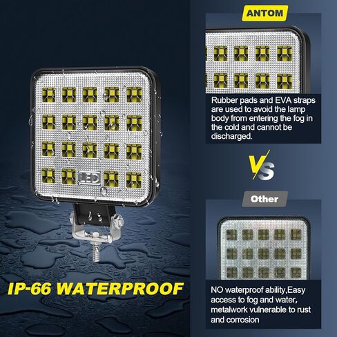 ANTOM 12v Led Flood Tractor Work Reserve Lights, 57W Backup Driving Lights for Tow Trucks, Tractor, Trailer Cargo, Skid Steer, Forklift, Kayak,10PCS Square in Kuwait