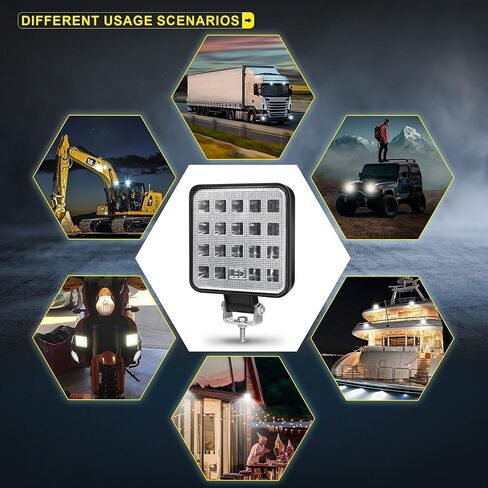 ANTOM 12v Led Flood Tractor Work Reserve Lights, 57W Backup Driving Lights for Tow Trucks, Tractor, Trailer Cargo, Skid Steer, Forklift, Kayak,10PCS Square in Kuwait