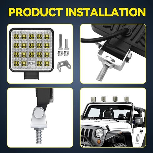 ANTOM 12v Led Flood Tractor Work Reserve Lights, 57W Backup Driving Lights for Tow Trucks, Tractor, Trailer Cargo, Skid Steer, Forklift, Kayak,10PCS Square in Kuwait