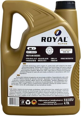 5W-40 Full Synthetic Engine Oil for Petrol Vehicles, API SN/CF, 5 US Quarts (5 US QTS (4.73ltr)) in Saudi Arabia