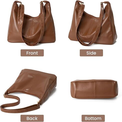 Badiya Hobo Bags for Women Tote Handbags Pu Leather Ultra Soft Slouchy Tote Purses Foldable Crossbody Bag in Kuwait