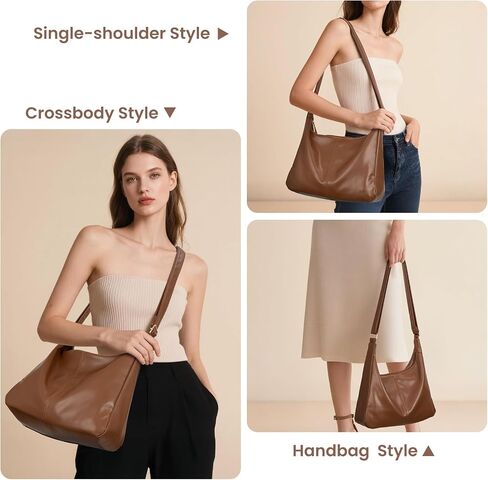 Badiya Hobo Bags for Women Tote Handbags Pu Leather Ultra Soft Slouchy Tote Purses Foldable Crossbody Bag in Kuwait