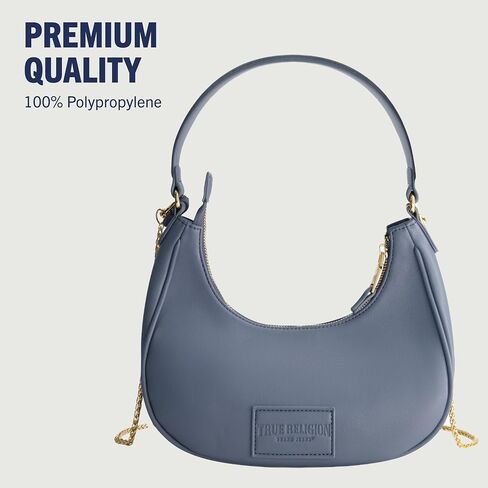 True Religion Hobo Bag, Women's Faux Leather Crescent Handbag with Adjustable Chain Strap, Blue, One Size in Saudi Arabia