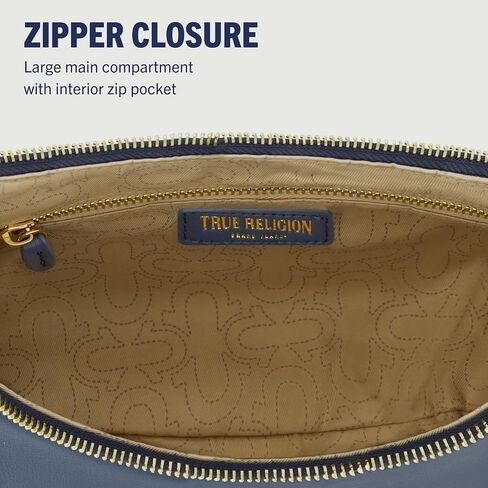 True Religion Hobo Bag, Women's Faux Leather Crescent Handbag with Adjustable Chain Strap, Blue, One Size in Saudi Arabia