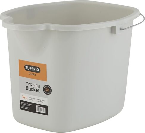Superio Plastic Bucket with Grip Handle, 16 Liter Large Spout Cleaning Pail Grey, Heavy Duty Bucket Home Floor Mopping, Bath, Car Wash, Bowls for Camping, Fishing in Saudi Arabia