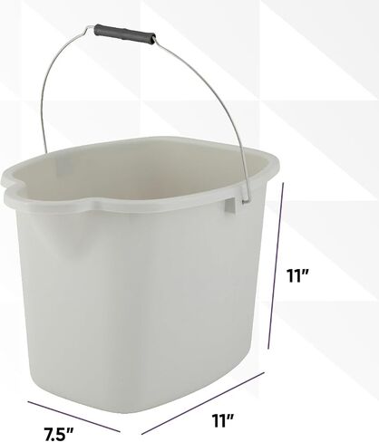 Superio Plastic Bucket with Grip Handle, 16 Liter Large Spout Cleaning Pail Grey, Heavy Duty Bucket Home Floor Mopping, Bath, Car Wash, Bowls for Camping, Fishing in Saudi Arabia