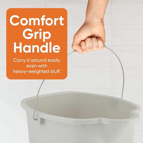 Superio Plastic Bucket with Grip Handle, 16 Liter Large Spout Cleaning Pail Grey, Heavy Duty Bucket Home Floor Mopping, Bath, Car Wash, Bowls for Camping, Fishing in Saudi Arabia