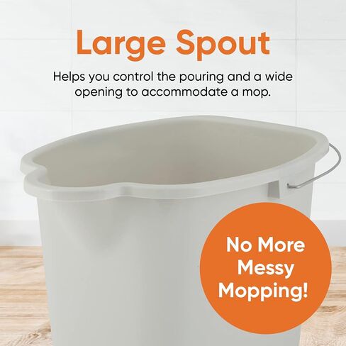 Superio Plastic Bucket with Grip Handle, 16 Liter Large Spout Cleaning Pail Grey, Heavy Duty Bucket Home Floor Mopping, Bath, Car Wash, Bowls for Camping, Fishing in Saudi Arabia