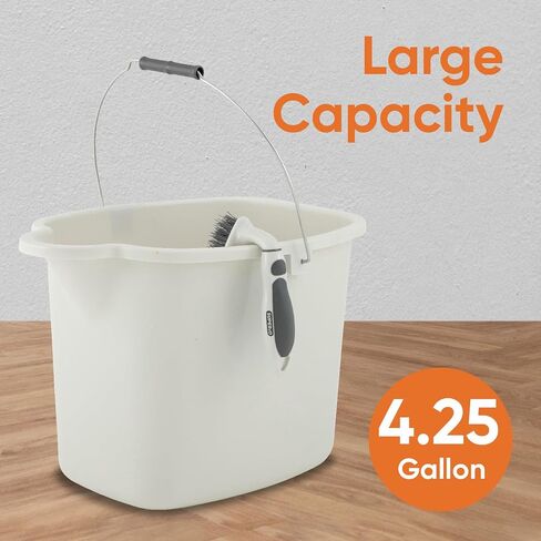 Superio Plastic Bucket with Grip Handle, 16 Liter Large Spout Cleaning Pail Grey, Heavy Duty Bucket Home Floor Mopping, Bath, Car Wash, Bowls for Camping, Fishing in Saudi Arabia