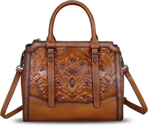 Genuine Leather Satchel for Women Embossed Leather Top Handle Bags Handmade Purse Vintage Crossbody Handbags Hobo Bag in Saudi Arabia