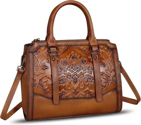 Genuine Leather Satchel for Women Embossed Leather Top Handle Bags Handmade Purse Vintage Crossbody Handbags Hobo Bag in Saudi Arabia