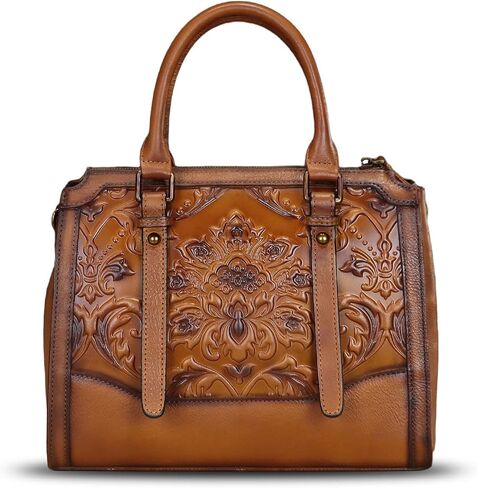 Genuine Leather Satchel for Women Embossed Leather Top Handle Bags Handmade Purse Vintage Crossbody Handbags Hobo Bag in Saudi Arabia