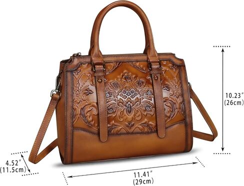 Genuine Leather Satchel for Women Embossed Leather Top Handle Bags Handmade Purse Vintage Crossbody Handbags Hobo Bag in Saudi Arabia