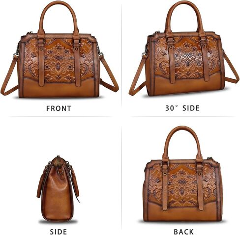 Genuine Leather Satchel for Women Embossed Leather Top Handle Bags Handmade Purse Vintage Crossbody Handbags Hobo Bag in Saudi Arabia