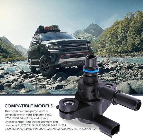 Vapor Canister Valve – Vapor Emission Purification One-way Control Purge Valve with Rubber Ring, Standard Replacement 9U5Z9C915AB AU5Z-9C915-B 9U5Z-9C915-A, Compatible with Ford (Black) in Saudi Arabia
