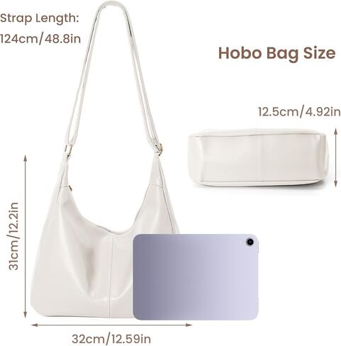 Badiya Hobo Bags for Women Tote Handbags Pu Leather Ultra Soft Slouchy Tote Purses Foldable Crossbody Bag in Kuwait